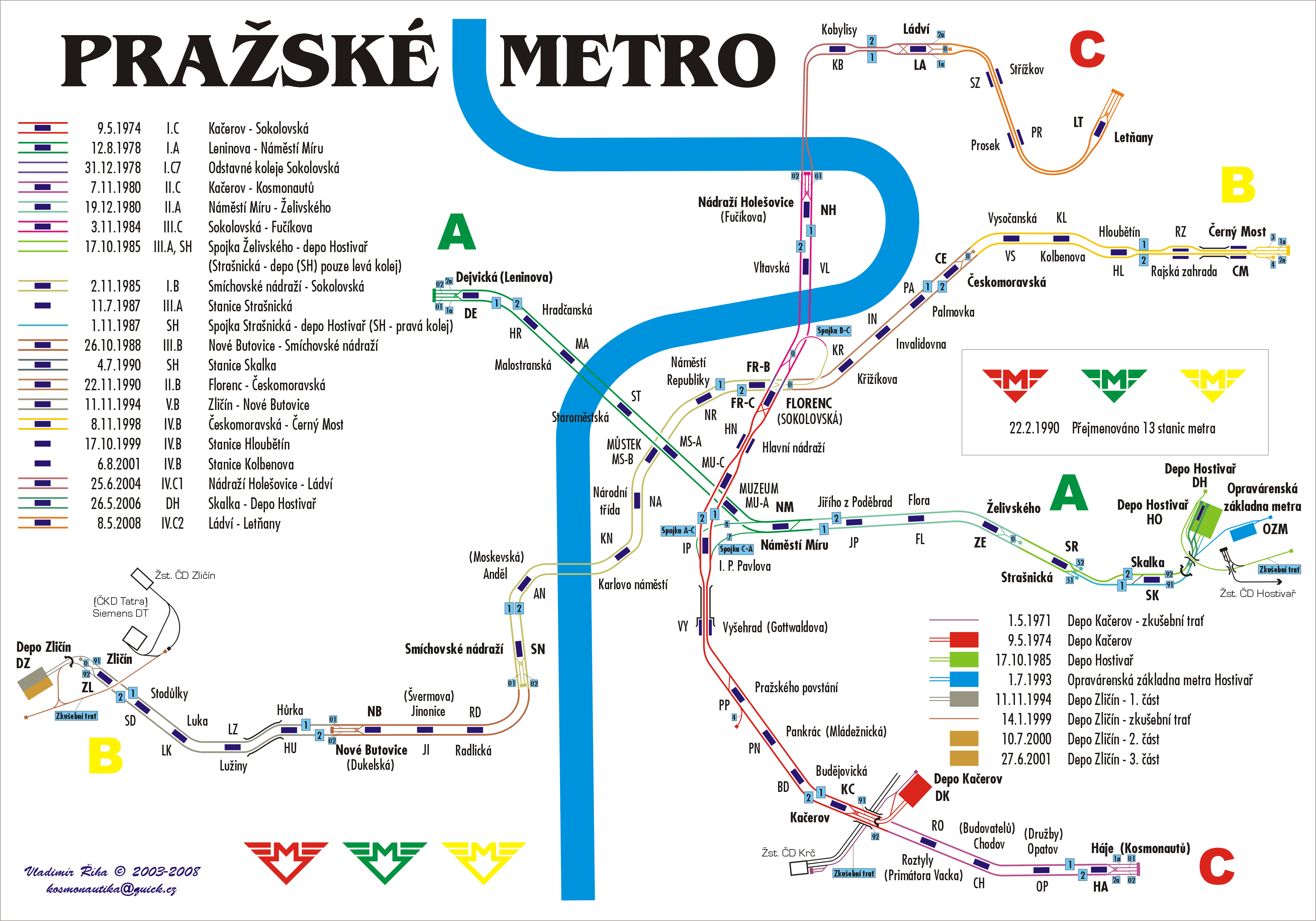 mapa pražského metra v současnosti